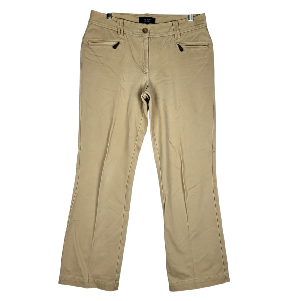 Talbots Signature Zipper Pocket Trouser Pants Women's 6 Khaki  Office Career
